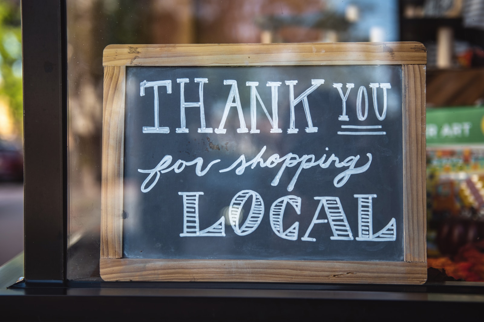 thank you for shopping local sign in window
